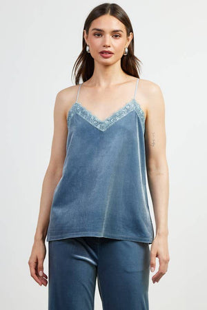 Lace Detail Velvet Cami Top
