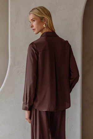 Long Sleeve Recycled Poly Satin Blouse