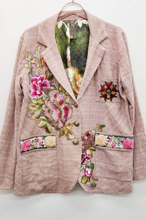 Sudden Sensation Blazer | Pink Jacket | Embroidered Jacket: Pink Ash / XL