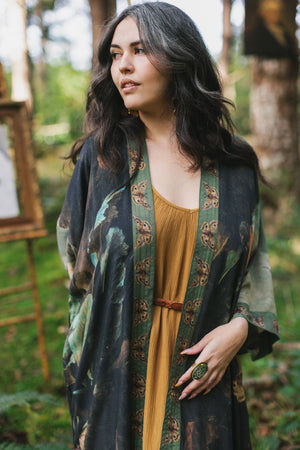 Heartwork Opera Duster Kimono Robe w Artist Butterfly