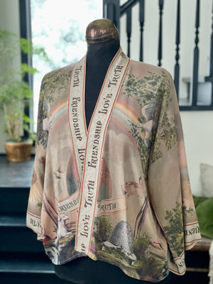 Friendship Love & Truth Vintage Wash Cropped Kimono