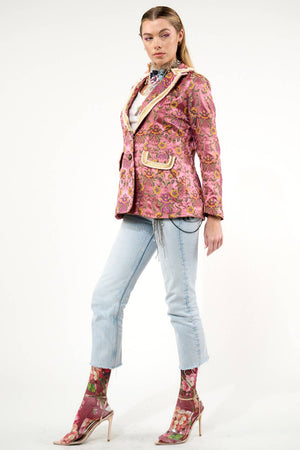 Renaissance Silk Jacquard Blazer: Pinkish Mauve