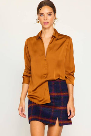 Long Sleeve Recycled Poly Satin Blouse