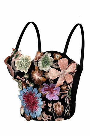 Floral Camisole Top: BLACK