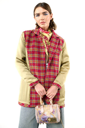 Coco Boucle Lined Blazer / Jacket : Fuchsia/Camel Combo