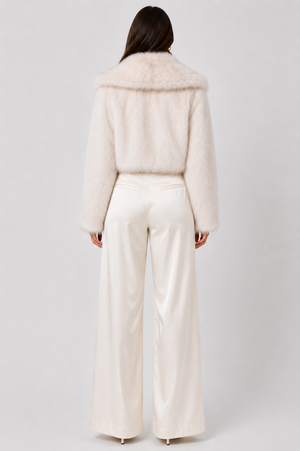 FJ0250: The Noir Luxe Cropped Faux Fur Jacket: Black / L