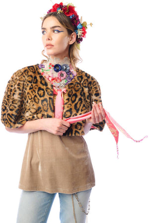 Grace Kelly Reversible Fur Cape: Leopard / One size