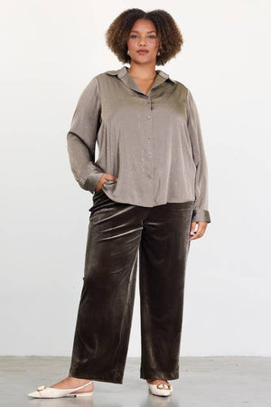 Plus Rhinestone Button Down Blouse