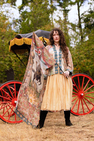 Love Revolution Pixie Crop Kimono w/ Sun, Horse & Florals
