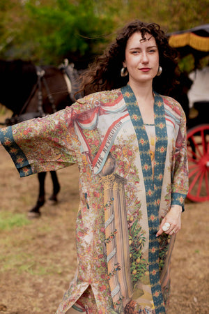 Love Revolution Opera Duster Kimono Robe w/ horse & florals