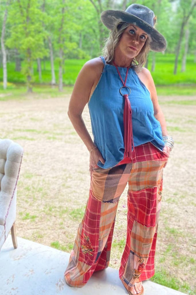 Harvest Moon Plaid Pant: Scarlet: L/XL