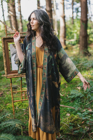 Heartwork Opera Duster Kimono Robe w Artist Butterfly