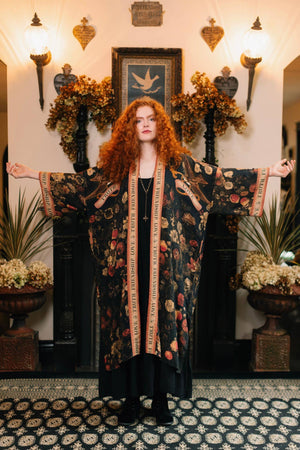 Heart of Gold Opera Duster Kimono Robe w/ Sacred Heart