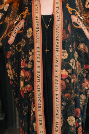 Heart of Gold Opera Duster Kimono Robe w/ Sacred Heart