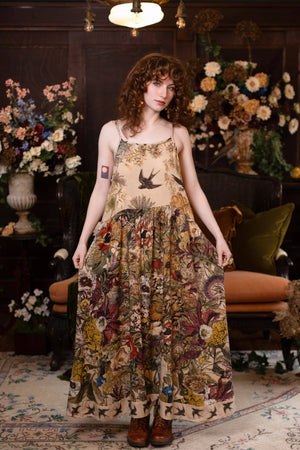Golden Hour Bohéme Long Maxi Slip Dress w/ Floral Print: S/M (fits approx. size 6-10)