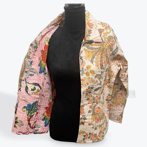 Quilted Jacket: Pale Pink / Peach