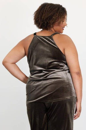 Plus Size Lace Detail Velvet Cami Top