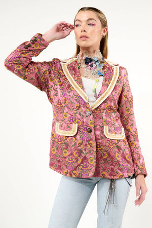 Renaissance Silk Jacquard Blazer: Pinkish Mauve