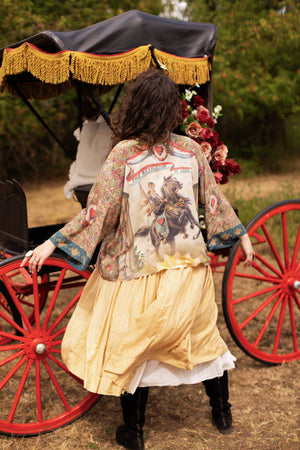 Love Revolution Pixie Crop Kimono w/ Sun, Horse & Florals