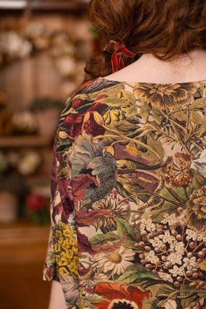 Golden Hour Luxe Tee Floral Tunic Shirt with Swallow: L/XL (10-14)