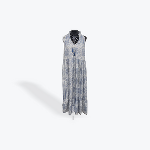 Ruffle Neck Long Maxi: Green Paisley