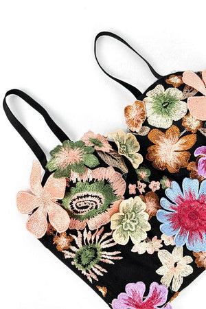 Floral Camisole Top: BLACK