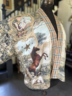 Born to Run Pixie Duster Crop Kimono w/ Horse & Flower Print