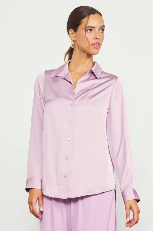Long Sleeve Recycled Poly Satin Blouse