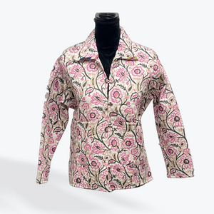 Quilted Jacket: Ivory Pink