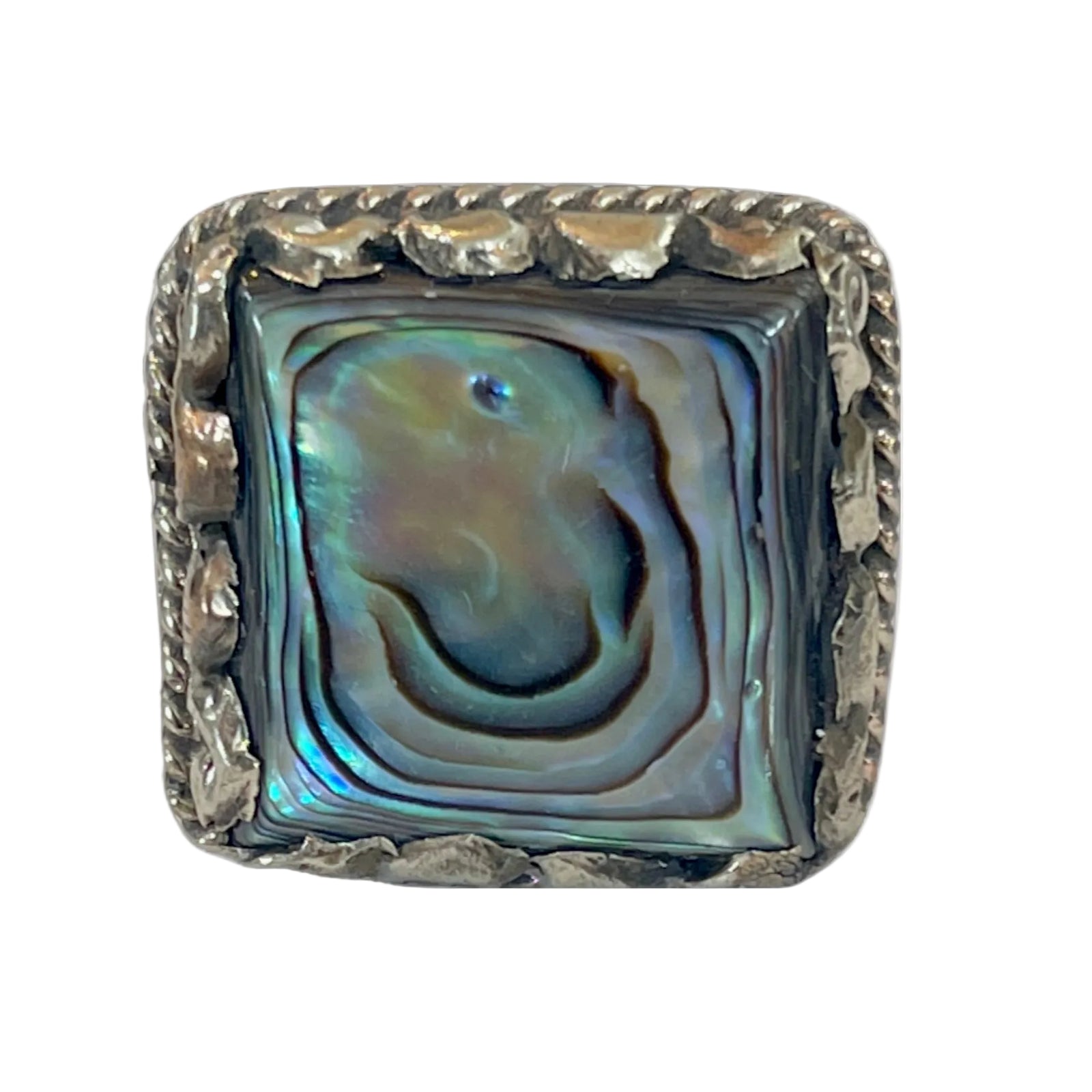 TIBETAN SILVER RING SQUARE LABRADORITE