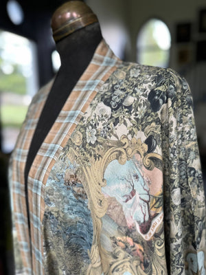 Born to Run Opera Duster Kimono Robe w/ Horse & Flower Print