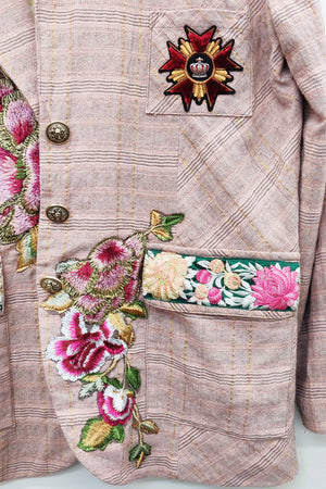 Sudden Sensation Blazer | Pink Jacket | Embroidered Jacket: Pink Ash / XL