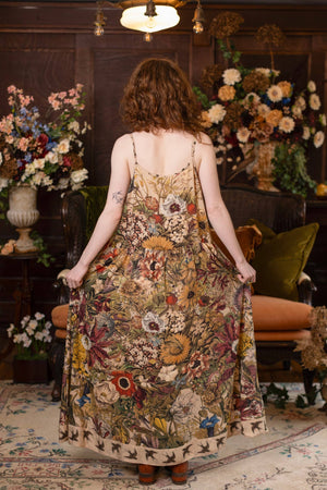 Golden Hour Bohéme Long Maxi Slip Dress w/ Floral Print: S/M (fits approx. size 6-10)