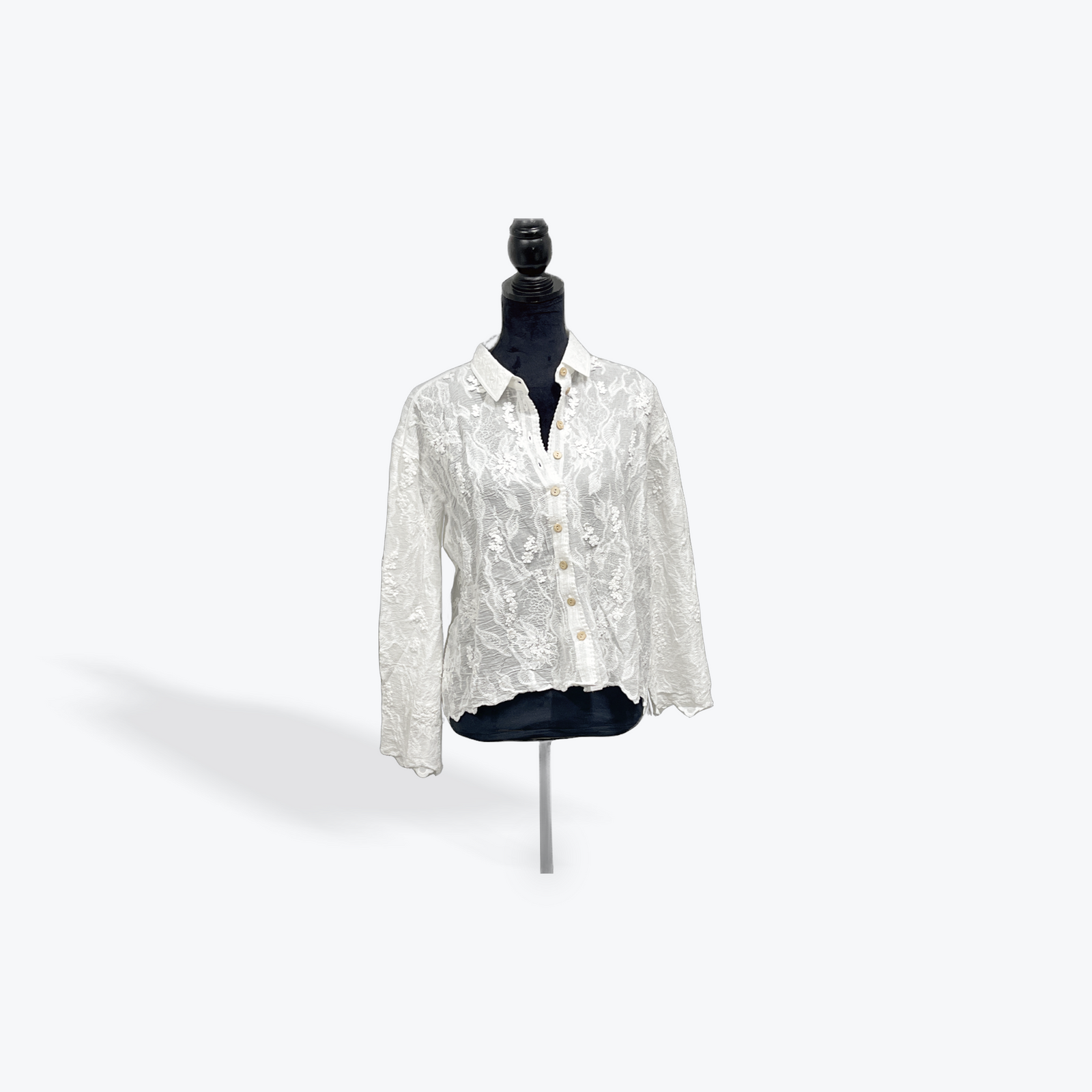 Embroidered Button-Up Top