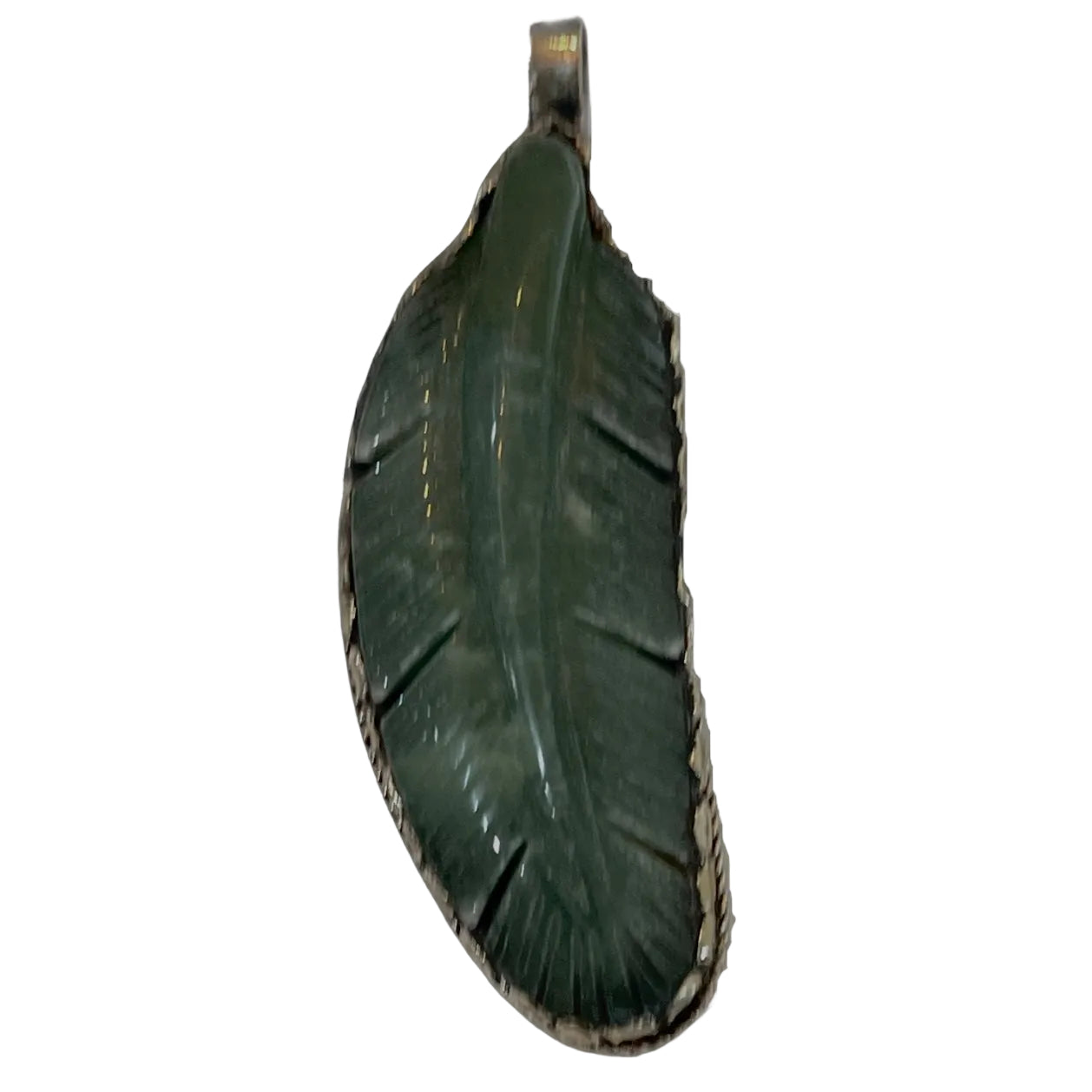 TIBETAN SILVER PENDANT WITH LEAF CARVED LABRADORITE