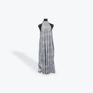 Ruffle Neck Long Maxi: Green Paisley