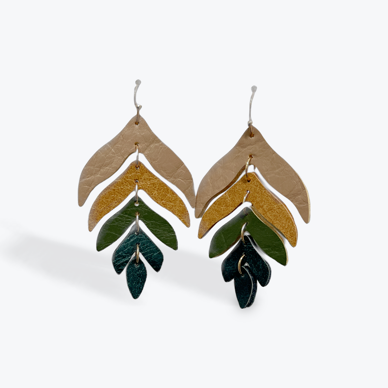 Faux Leather Earrings, Green