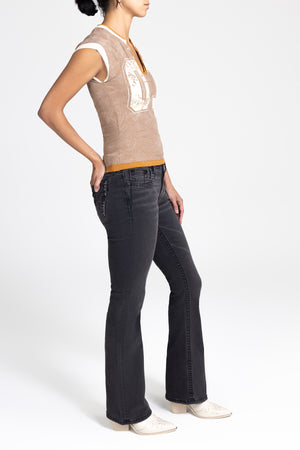 SLEEVELESS VINTAGE VARSITY TOP: Taupe