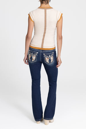 SLEEVELESS VINTAGE VARSITY TOP: Beige