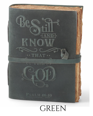 8 Inch Leather BE STILL Embossed Handcrafted Deckle Edge Journals