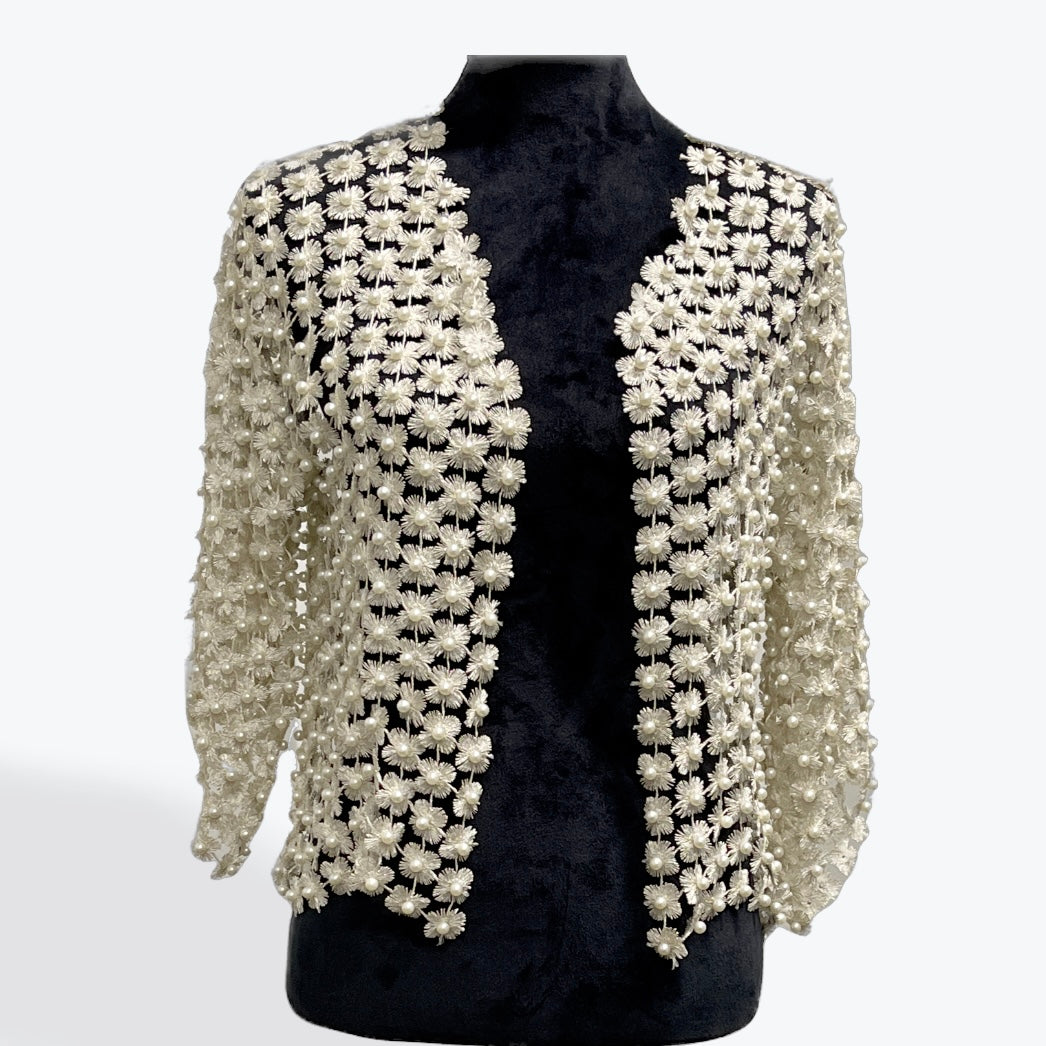 Pearl Beaded Cropped Jacket