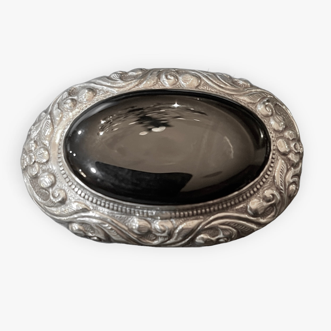 TIBETAN SILVER BELTBUCKLE WITH XL OVAL ONYX