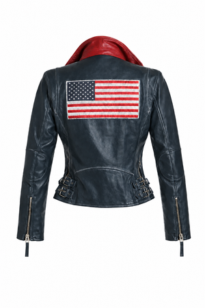 Betsy RF Leather Jacket, Navy