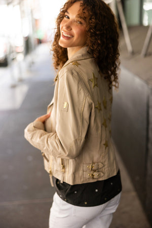 Christy RF Star Detail Leather Jacket
