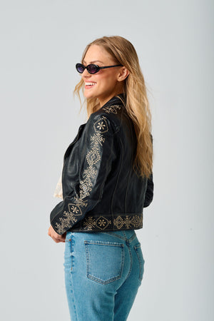 Cora RF Leather Jacket, Black