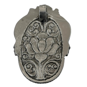 TIBETAN SILVER PENDANT WITH LARGE OVAL LABRADORITE