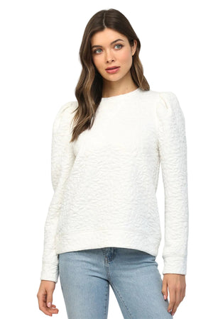 Quilted Puff Sleeve Sweatshirt