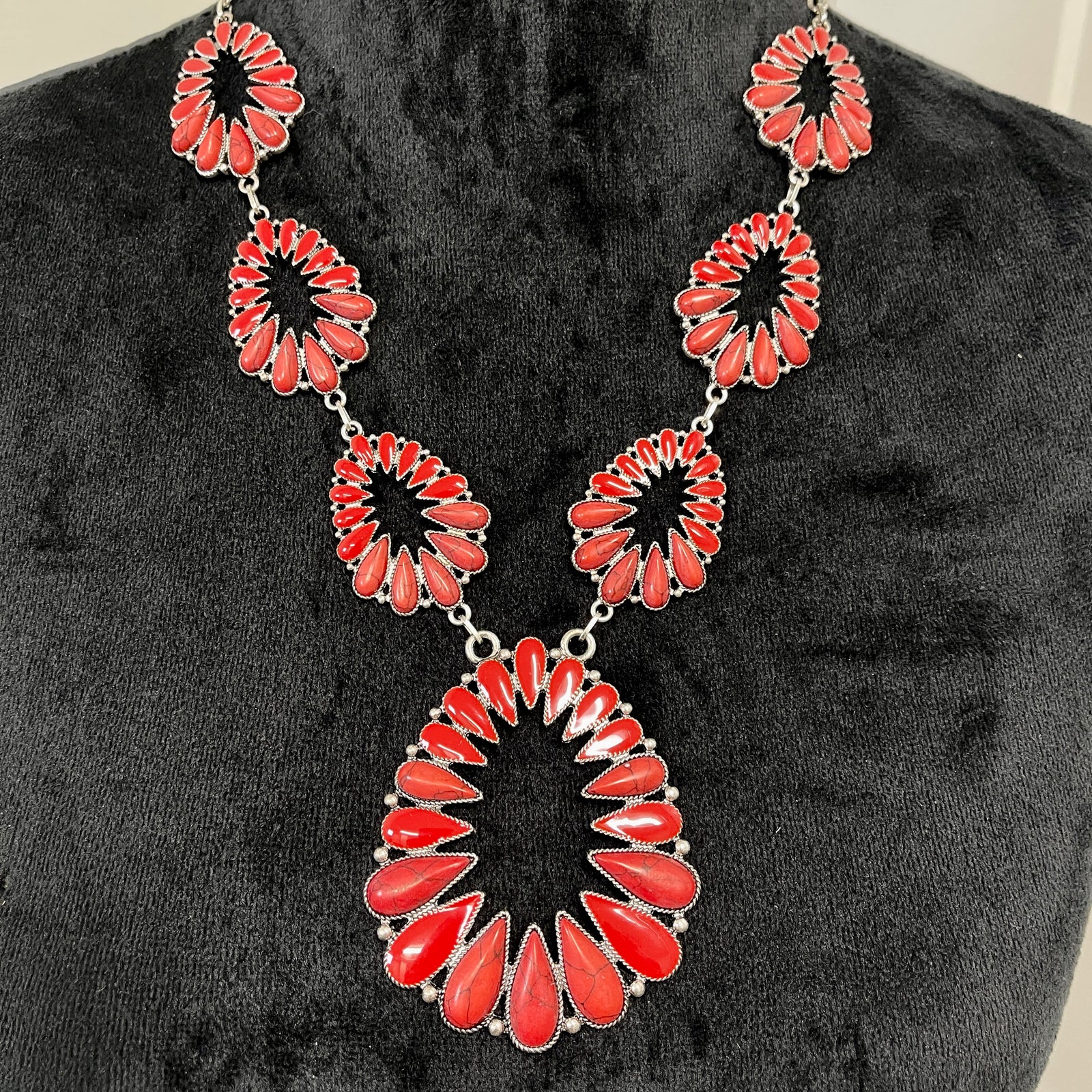 Red Squash Blossom Necklace