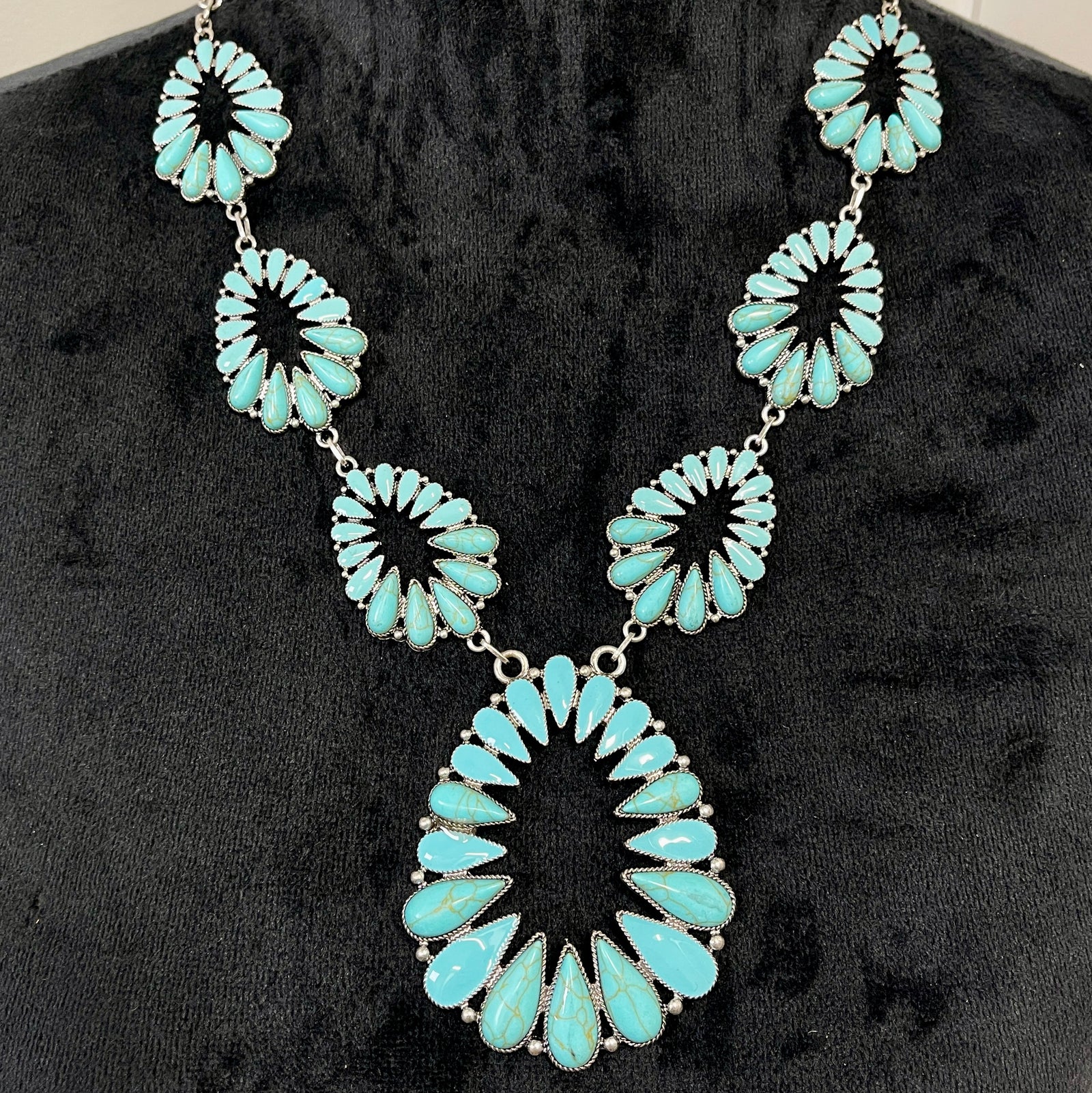 Blue Squash Blossom Necklace