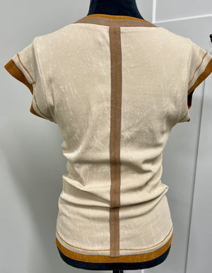 SLEEVELESS VINTAGE VARSITY TOP: Beige